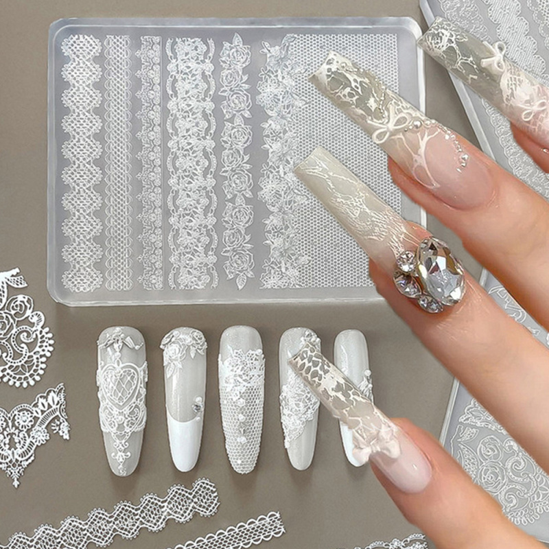 Resin Art Rose - 1pc 레이스 3D 실리콘 네일 몰드