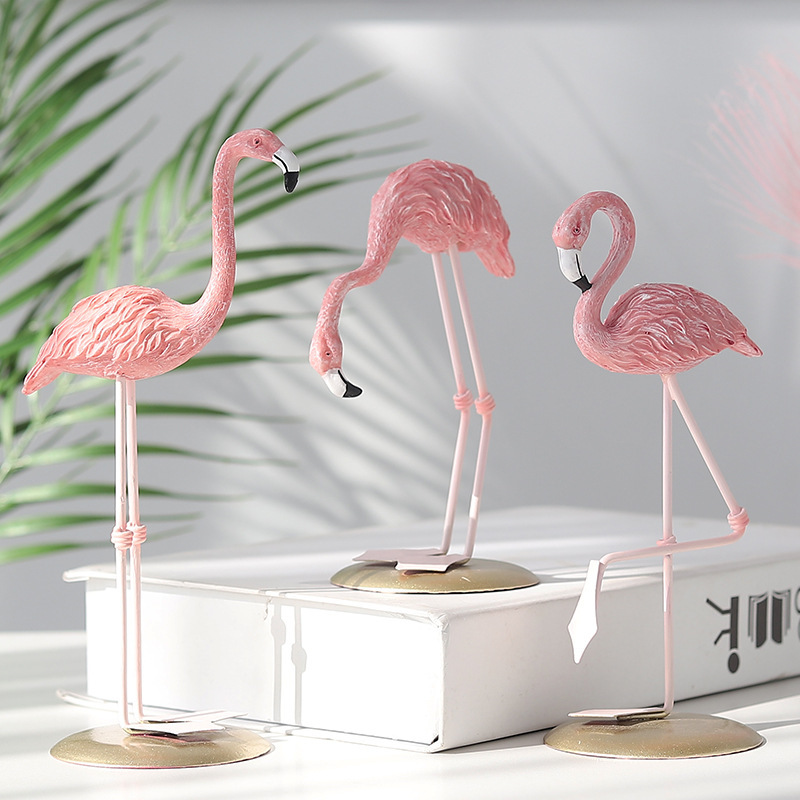 3PCS 핑크 플라밍고 인형 열대 새 탁상 장식 현대  - Resin Art Wedding Gift 리뷰 및 가격