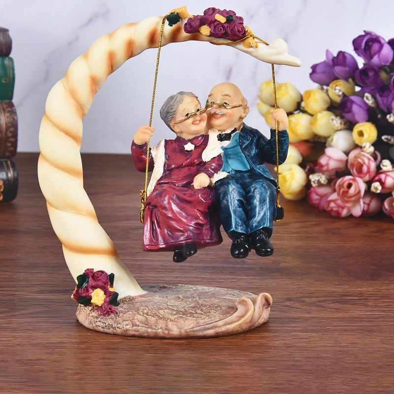 중국식 스윙 노부부 레진 피규어 장식품 결혼기념일 선물 - Resin Art Wedding Gift 리뷰 및 가격
