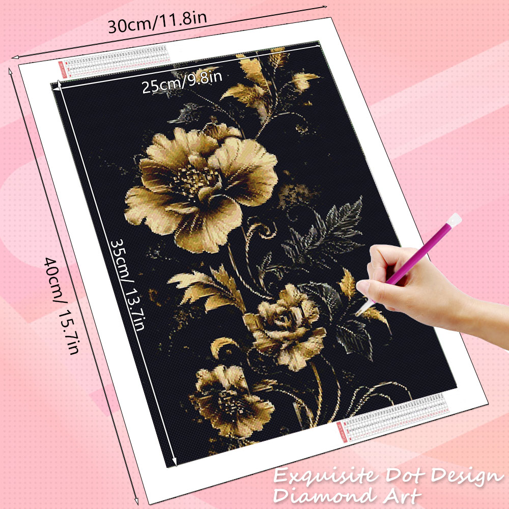 화칸 다이아몬드 페인팅 꽃 황금 모자이크 풀 아트 완성 - Resin Art Wallpaper 리뷰 및 가격